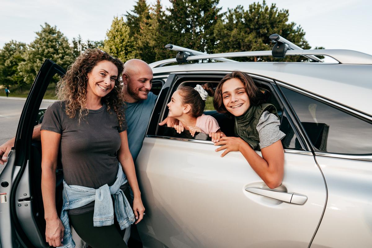 Family with car